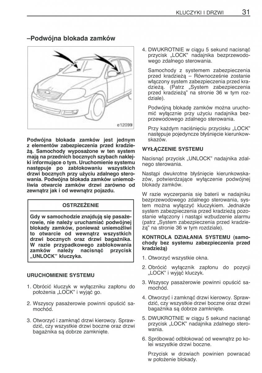 Toyota Corolla IX 9 E120 E130 E12 instrukcja obslugi / page 38