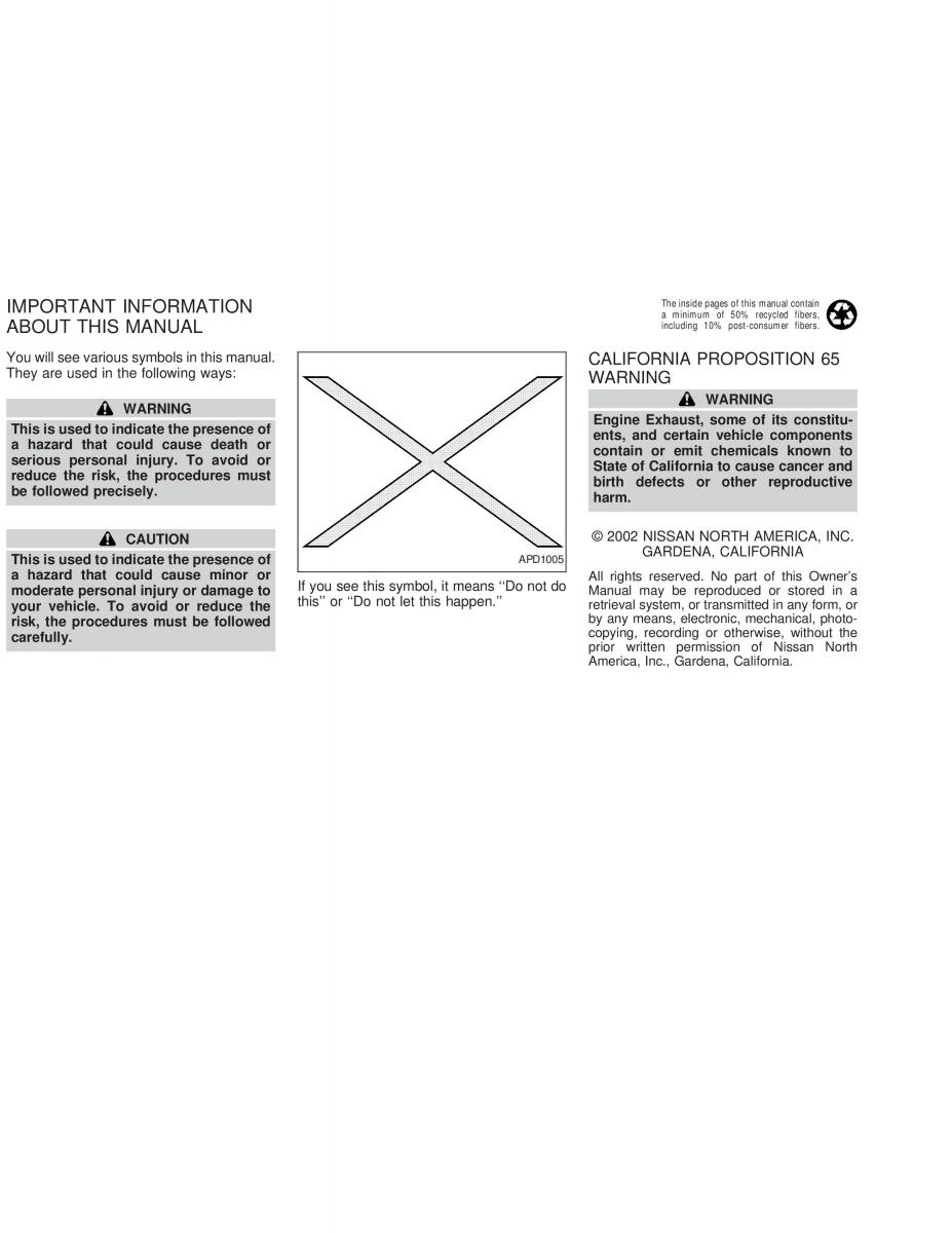 Nissan Sunny Sentra N16 owners manual / page 2