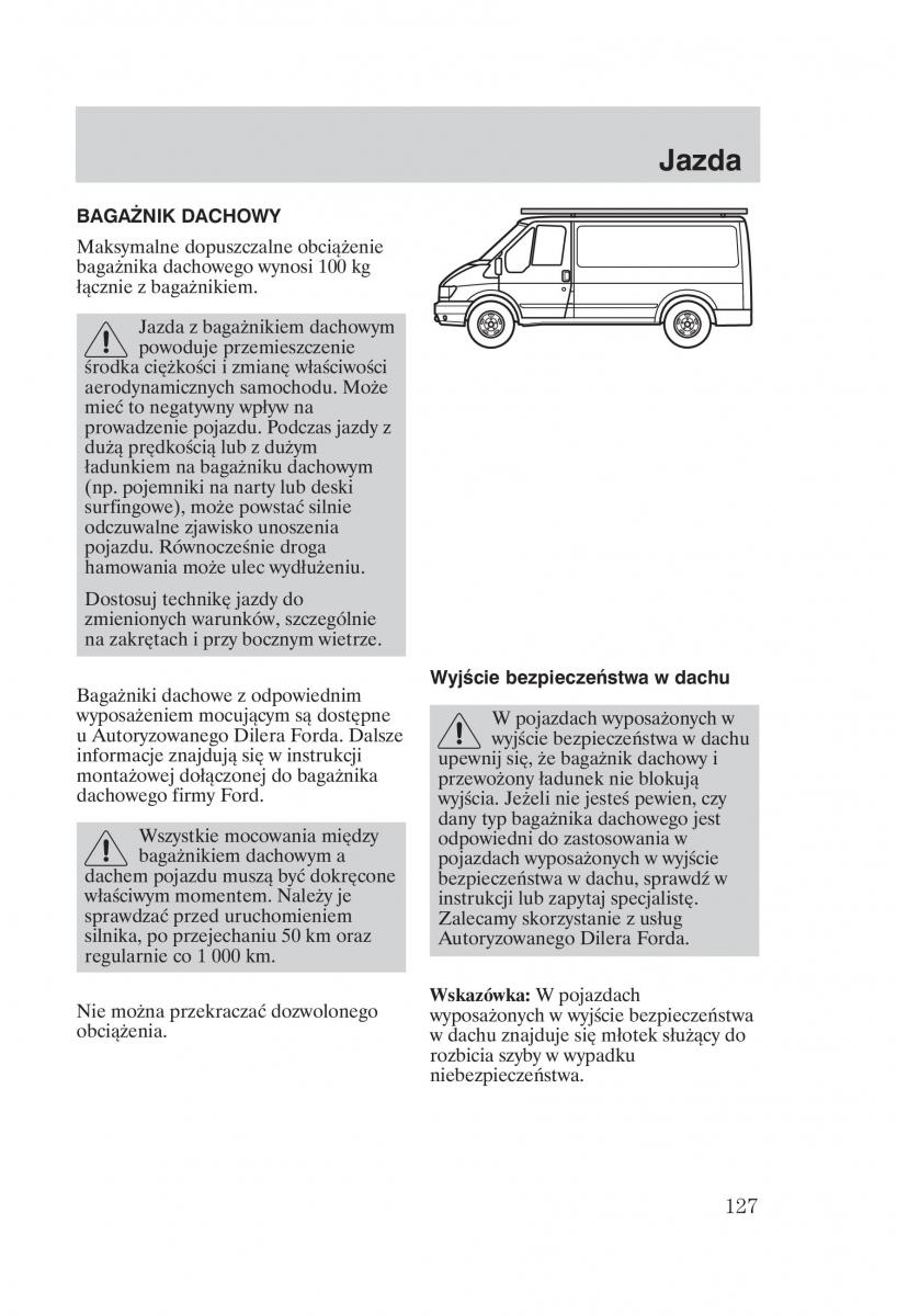 Ford Transit VI 6 instrukcja obslugi / page 129