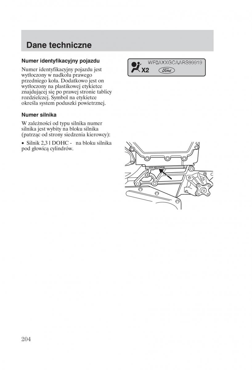 Ford Transit VI 6 instrukcja obslugi / page 206