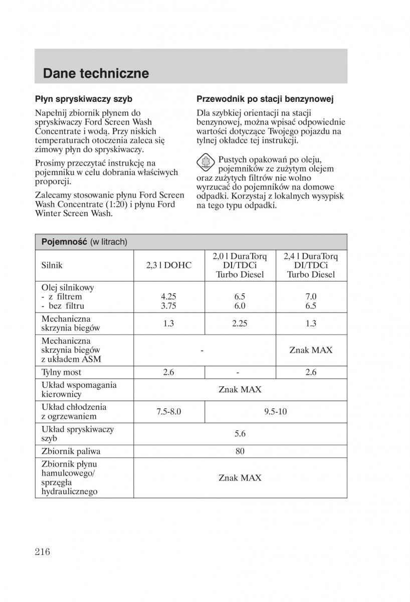 Ford Transit VI 6 instrukcja obslugi / page 218