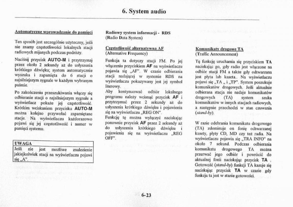 Mazda Premacy I 1 instrukcja obslugi / page 189