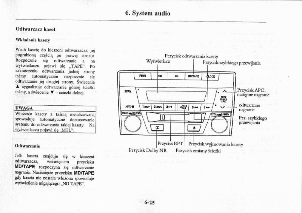 Mazda Premacy I 1 instrukcja obslugi / page 191