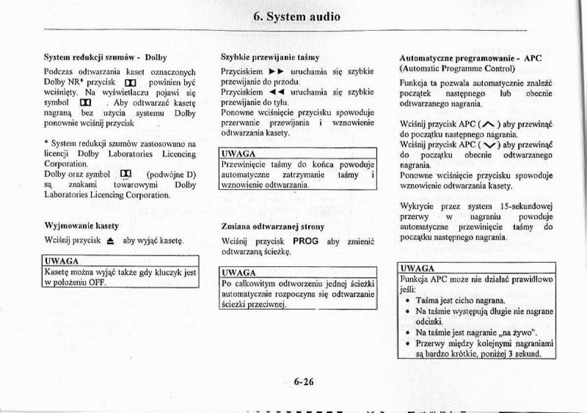 Mazda Premacy I 1 instrukcja obslugi / page 192