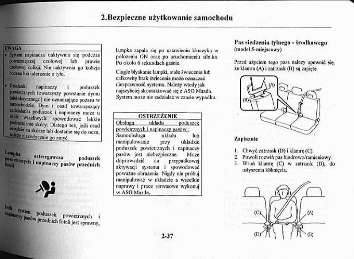 Mazda Premacy I 1 instrukcja obslugi / page 42