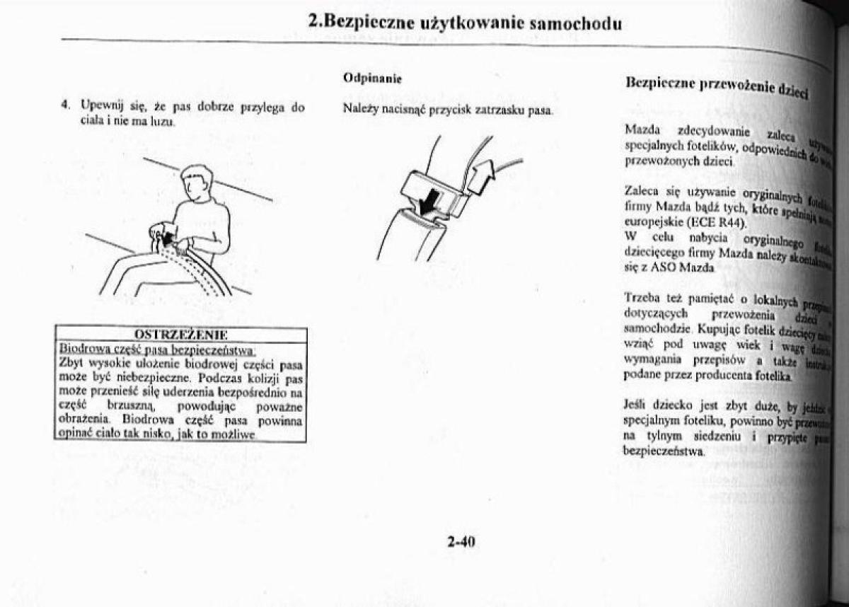Mazda Premacy I 1 instrukcja obslugi / page 45