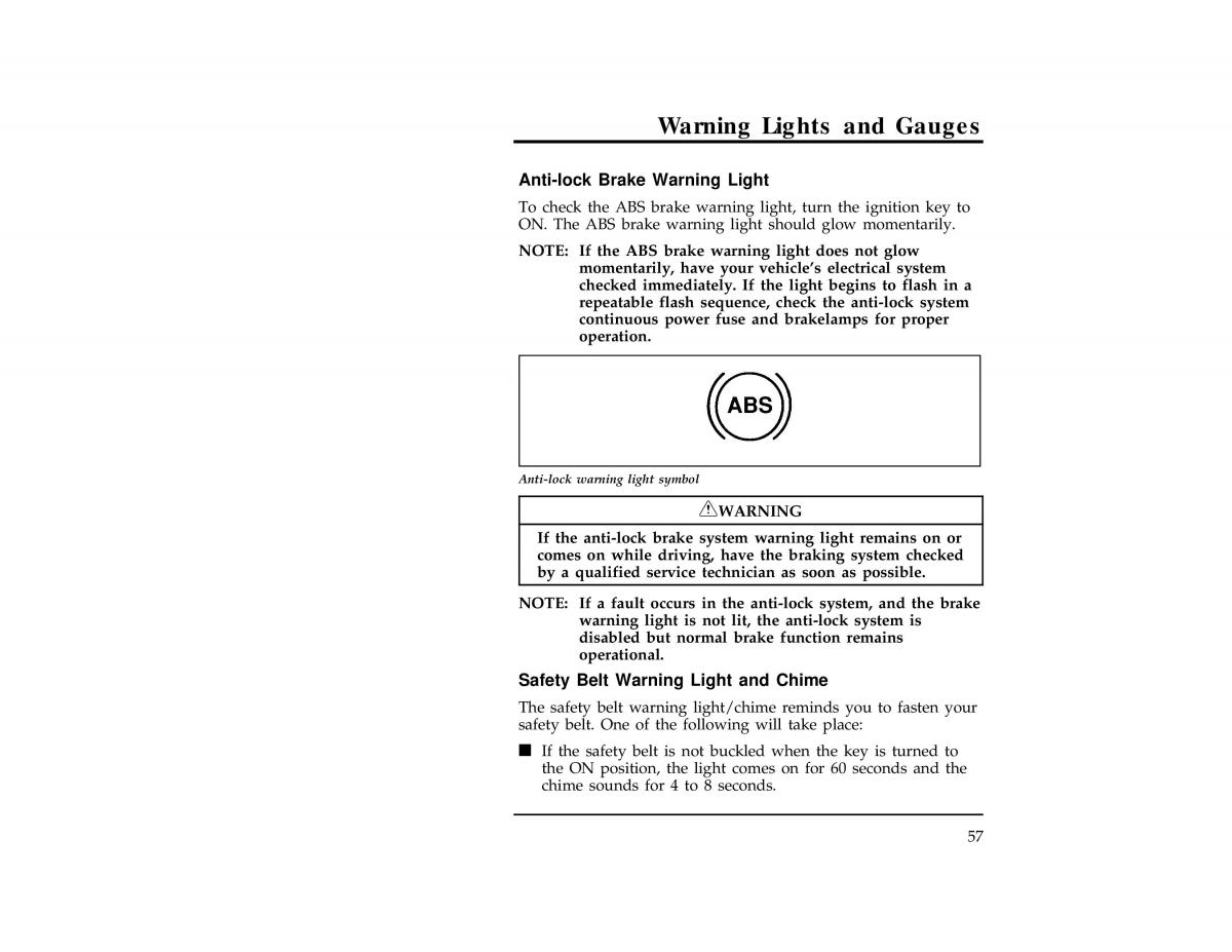 Ford Ranger owners manual / page 58