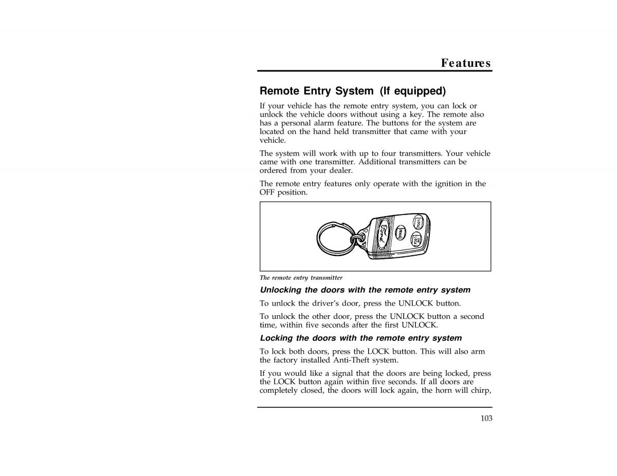 Ford Ranger owners manual / page 103