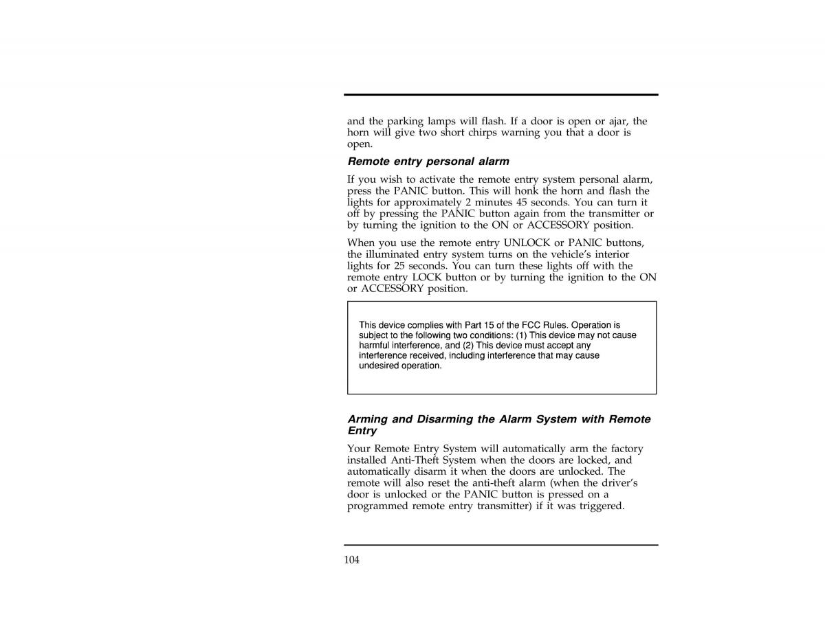 Ford Ranger owners manual / page 104