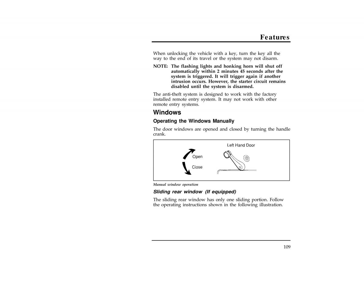 Ford Ranger owners manual / page 109