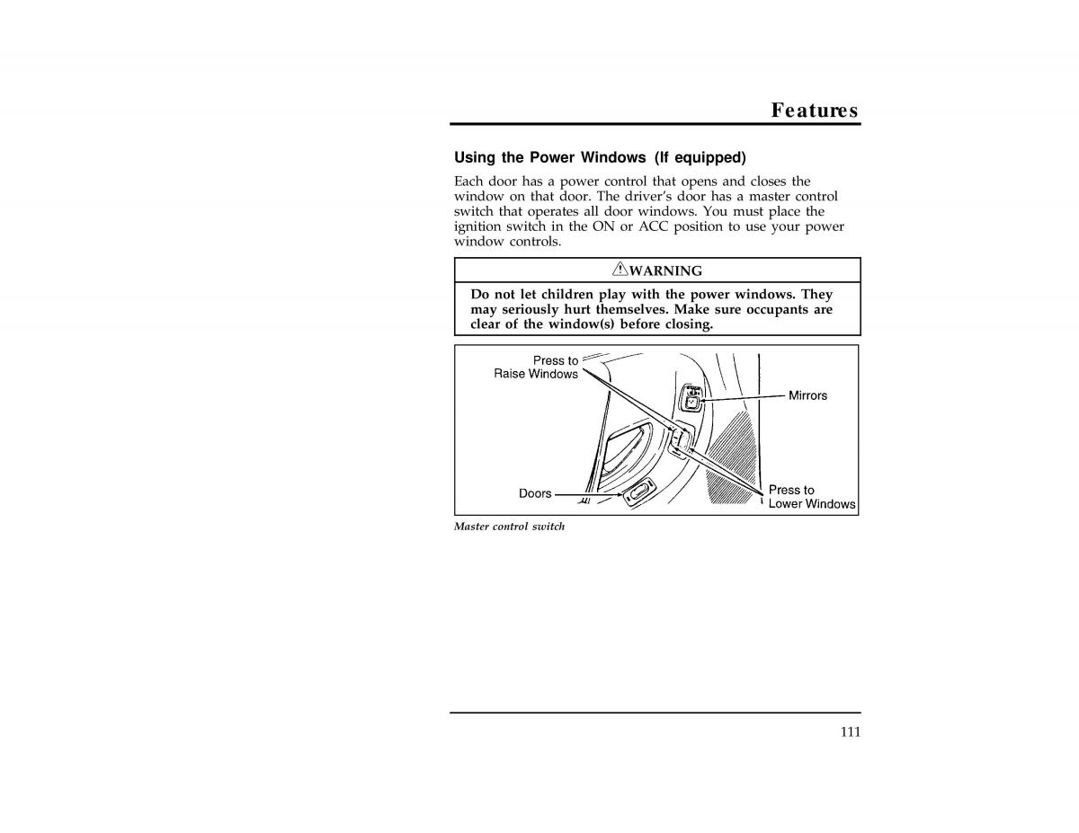 Ford Ranger owners manual / page 111