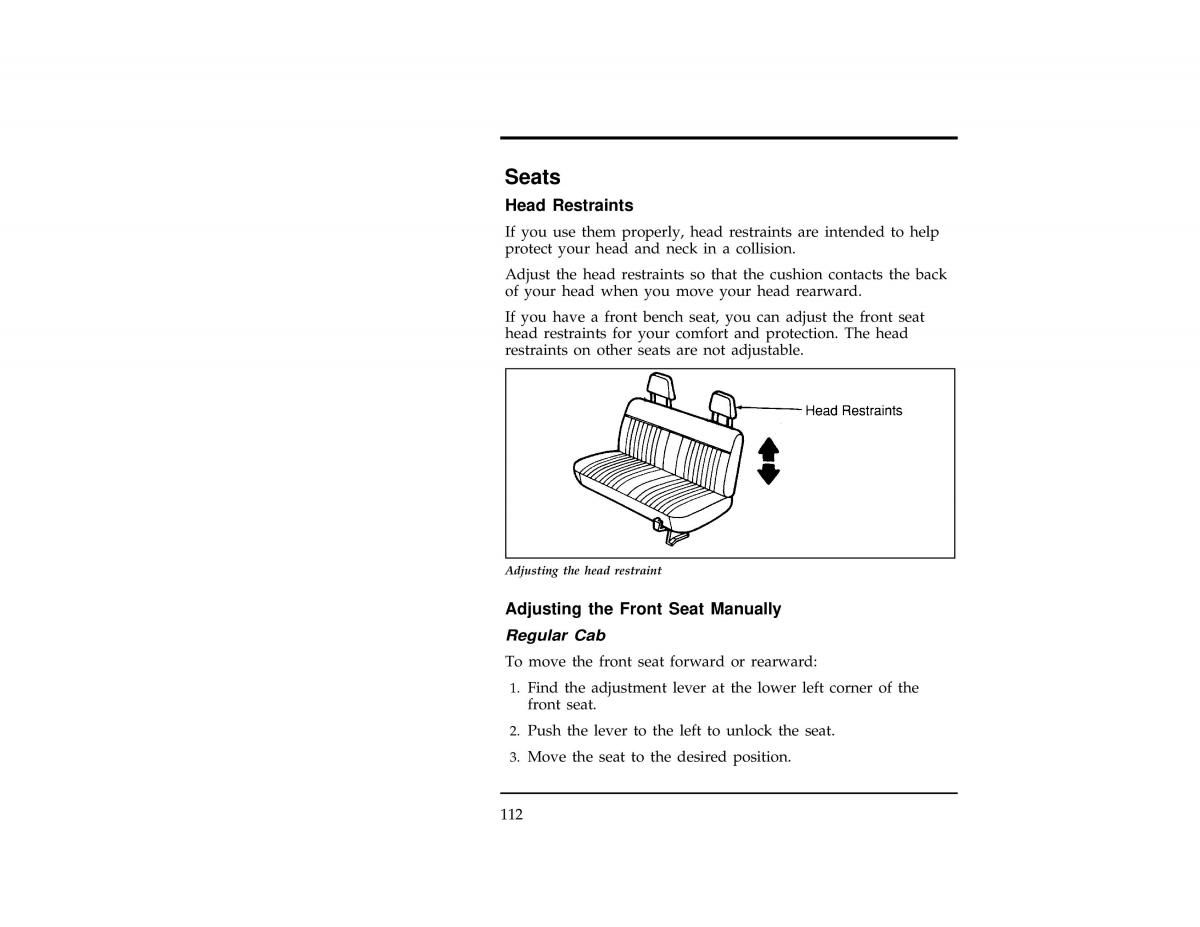 Ford Ranger owners manual / page 112