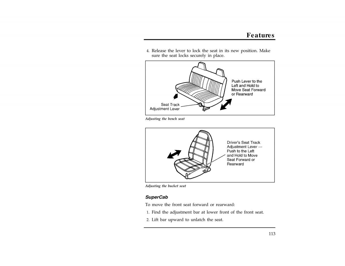 Ford Ranger owners manual / page 113