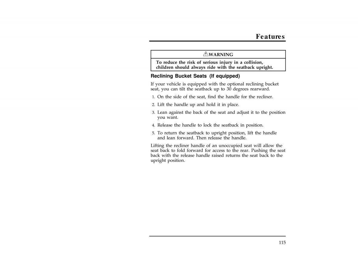 Ford Ranger owners manual / page 115