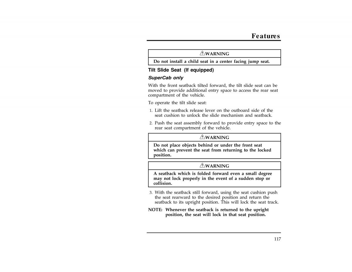 Ford Ranger owners manual / page 117