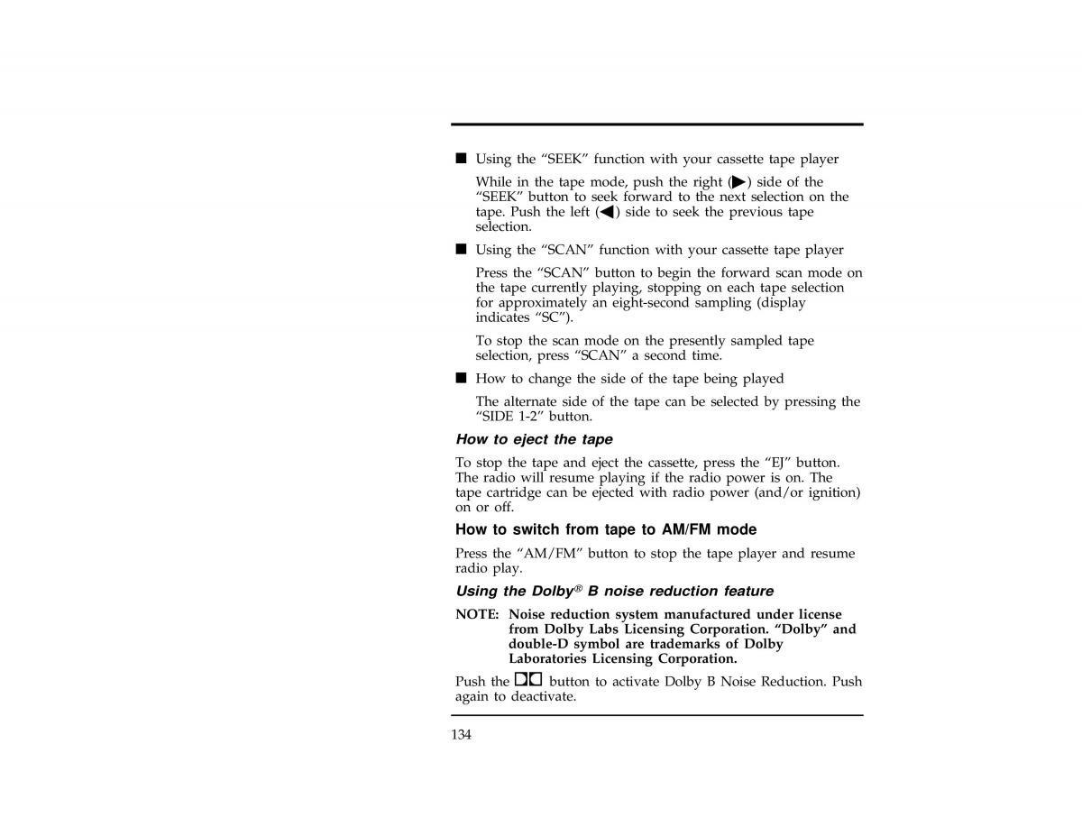 Ford Ranger owners manual / page 134