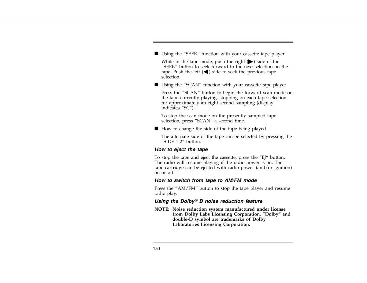 Ford Ranger owners manual / page 150