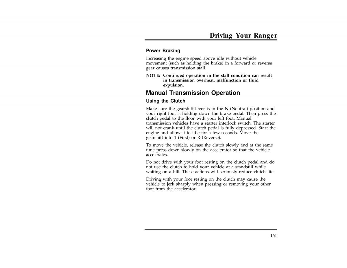 Ford Ranger owners manual / page 161