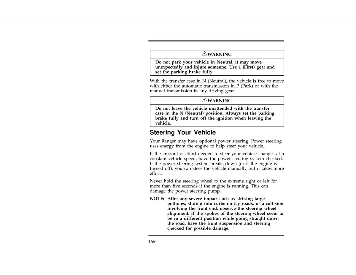 Ford Ranger owners manual / page 166