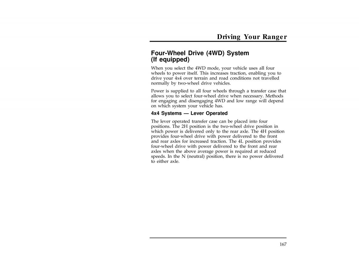 Ford Ranger owners manual / page 167