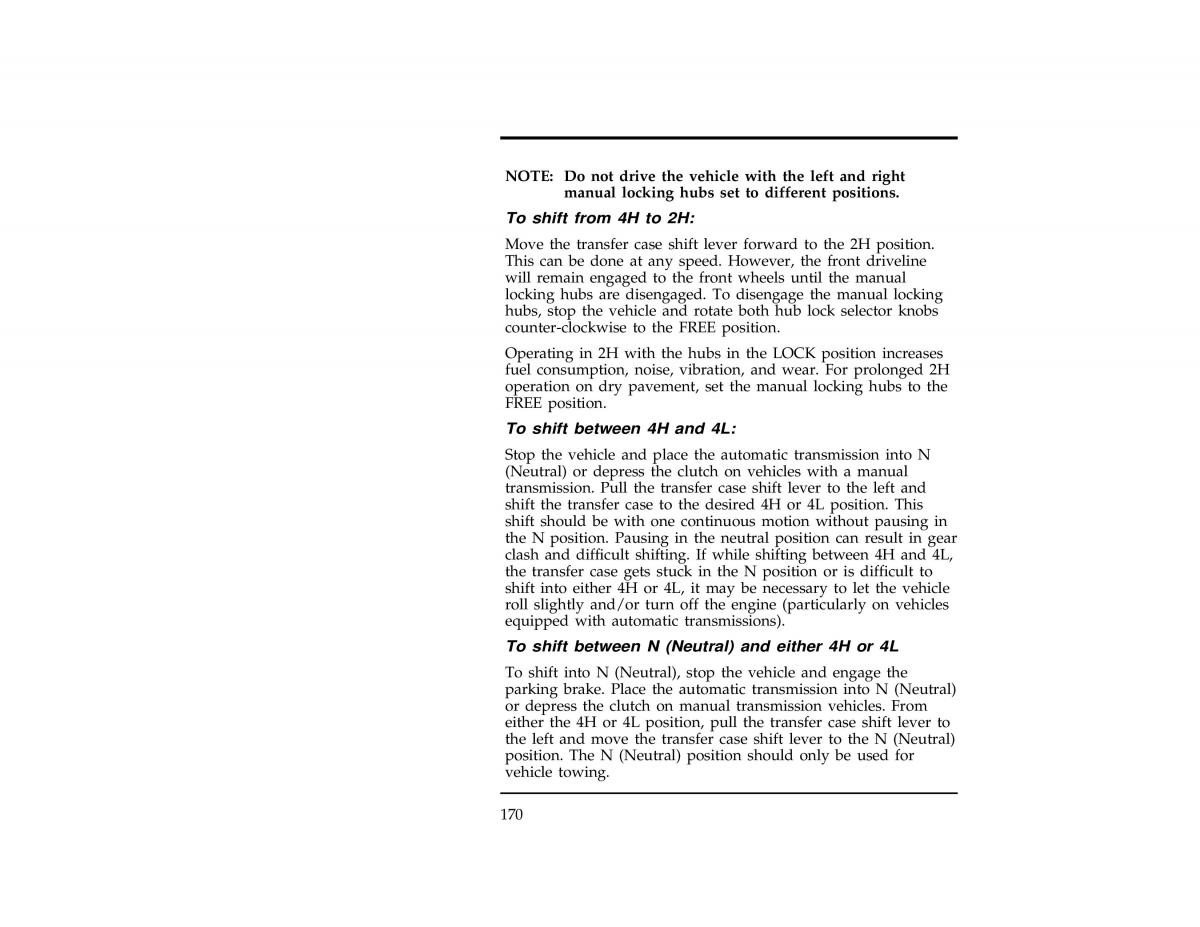 Ford Ranger owners manual / page 170