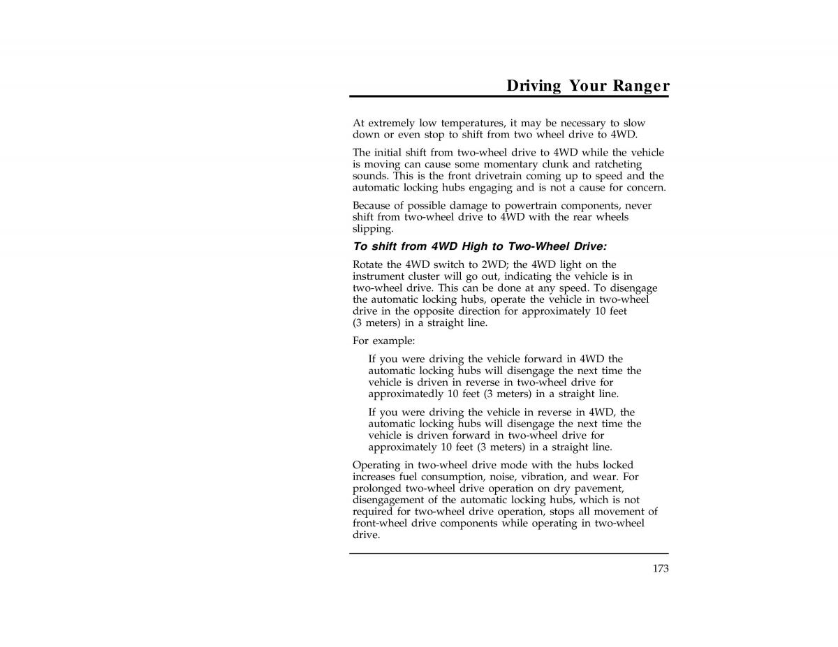 Ford Ranger owners manual / page 173