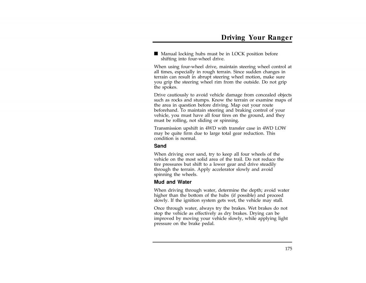 Ford Ranger owners manual / page 175