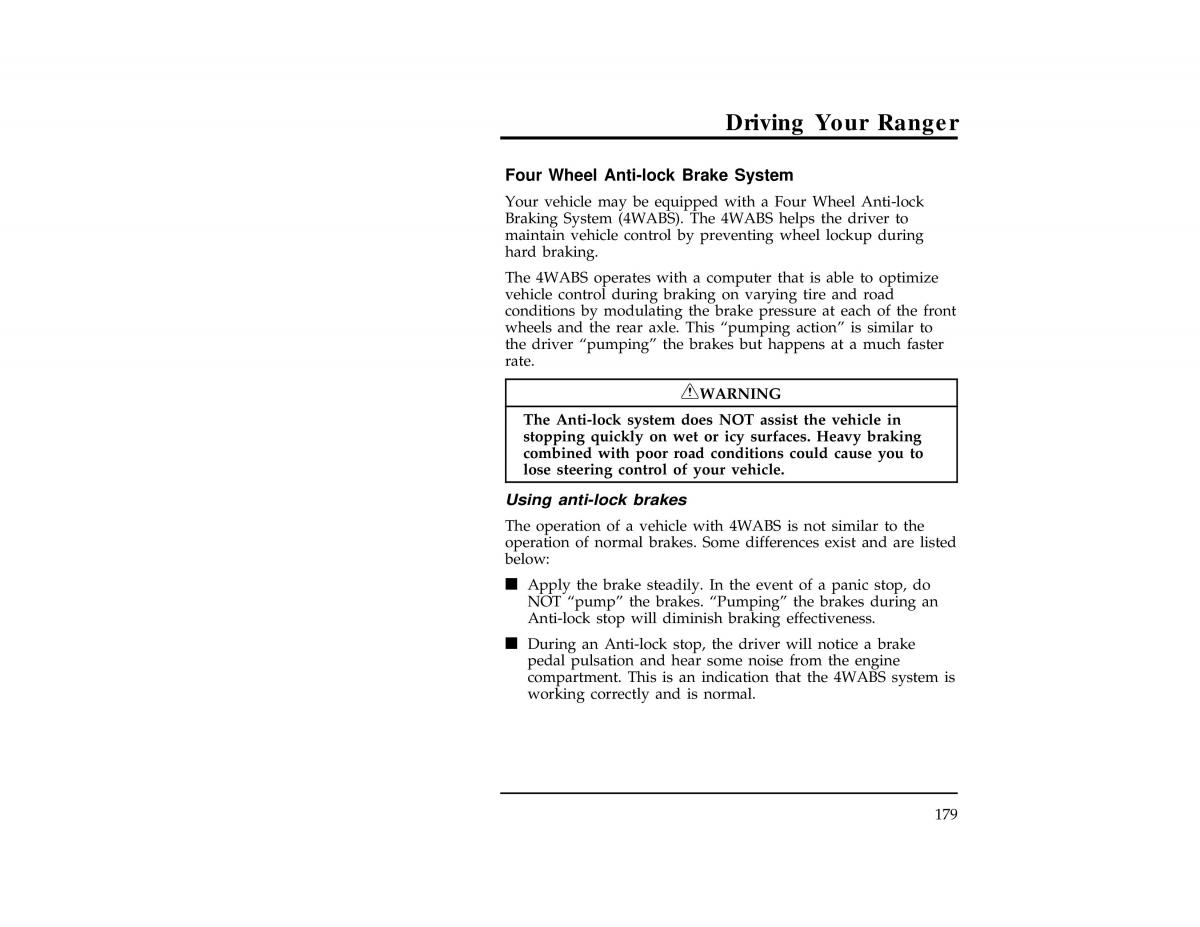 Ford Ranger owners manual / page 179