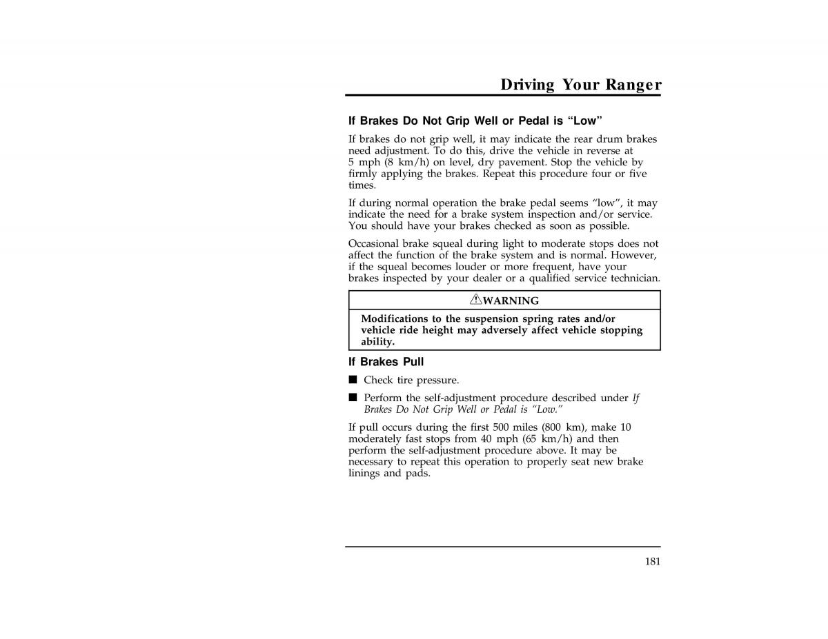 Ford Ranger owners manual / page 181