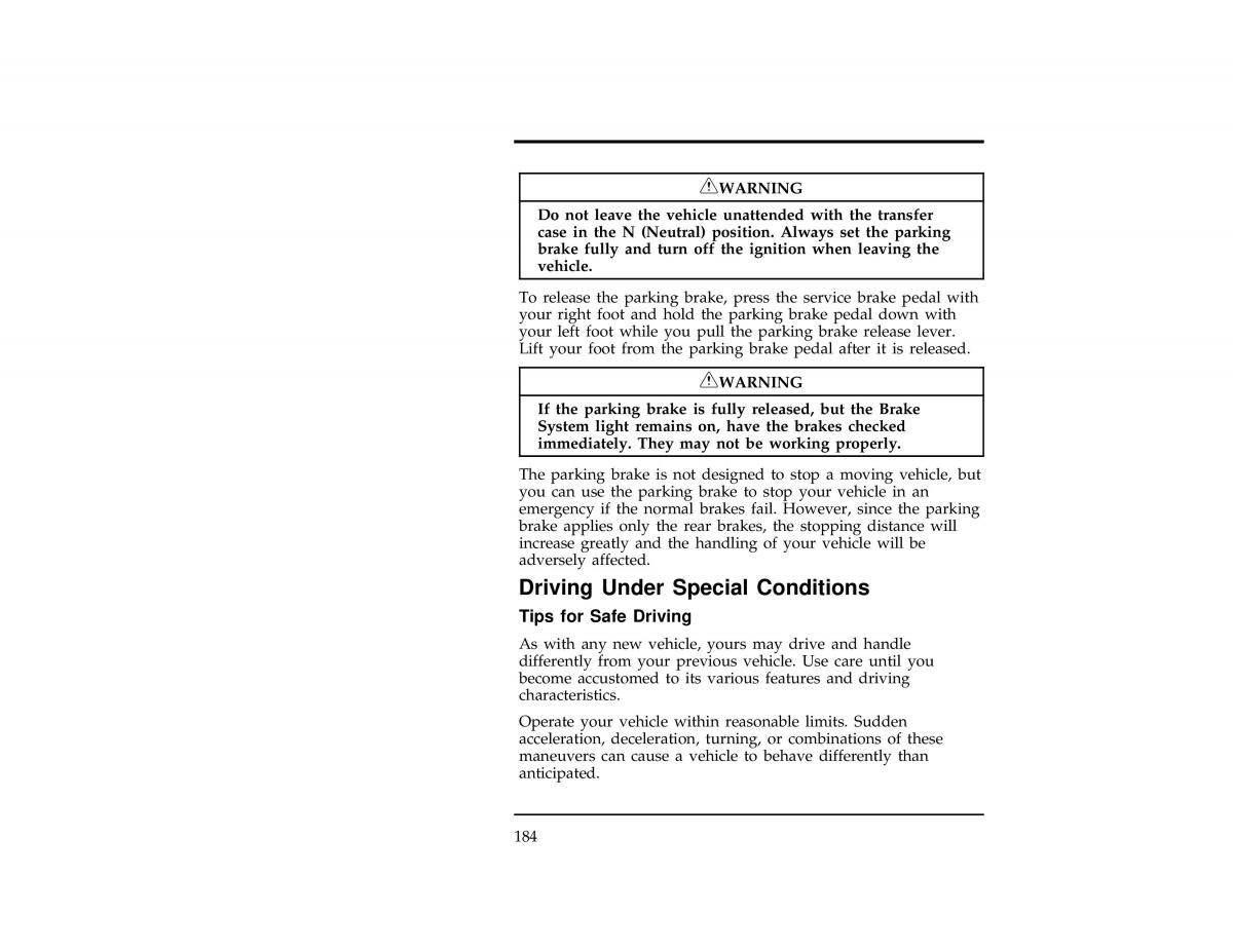 Ford Ranger owners manual / page 184