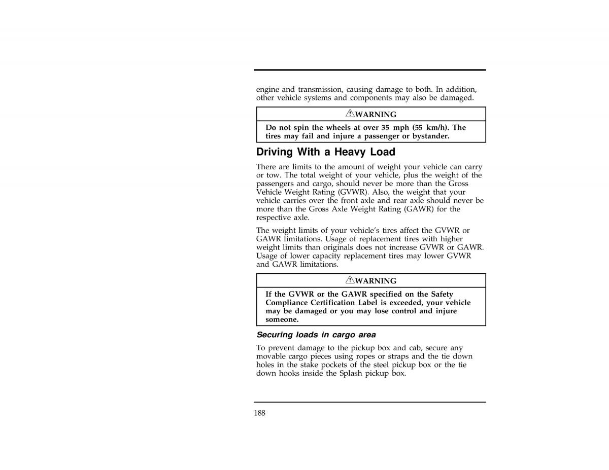 Ford Ranger owners manual / page 188