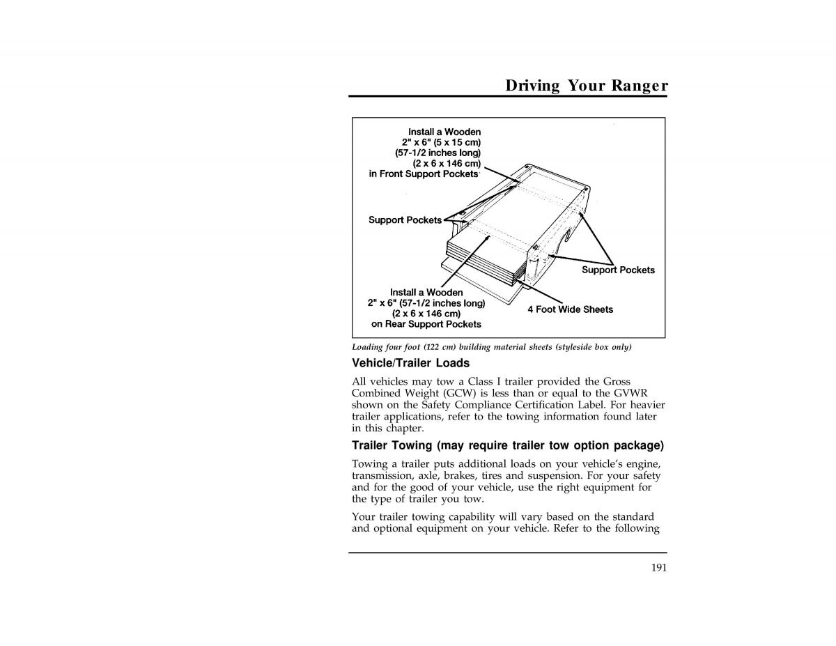 Ford Ranger owners manual / page 191