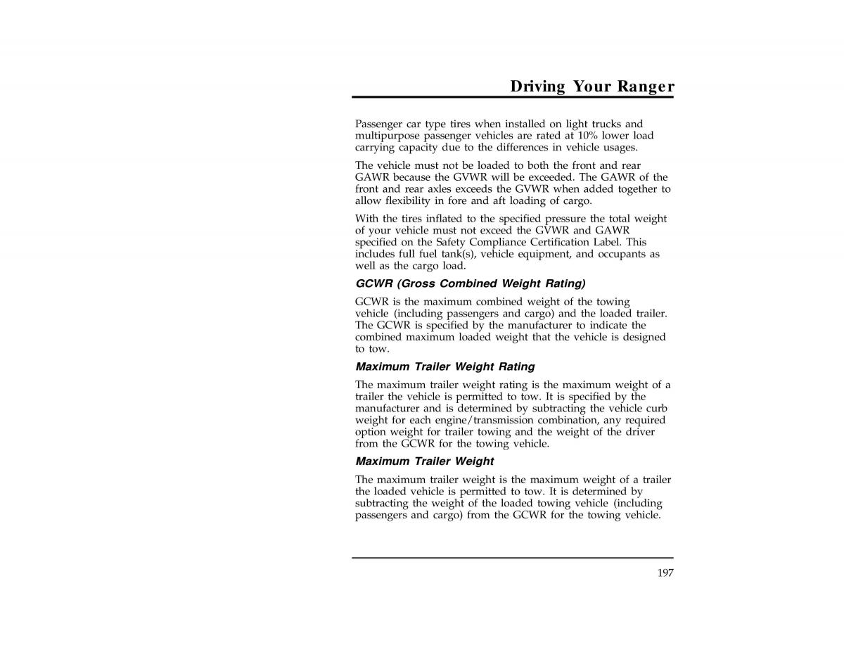 Ford Ranger owners manual / page 197