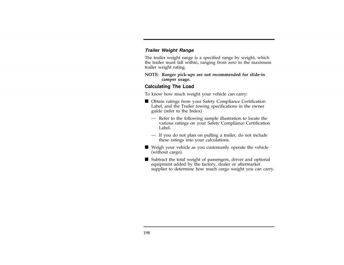 Ford Ranger owners manual / page 198