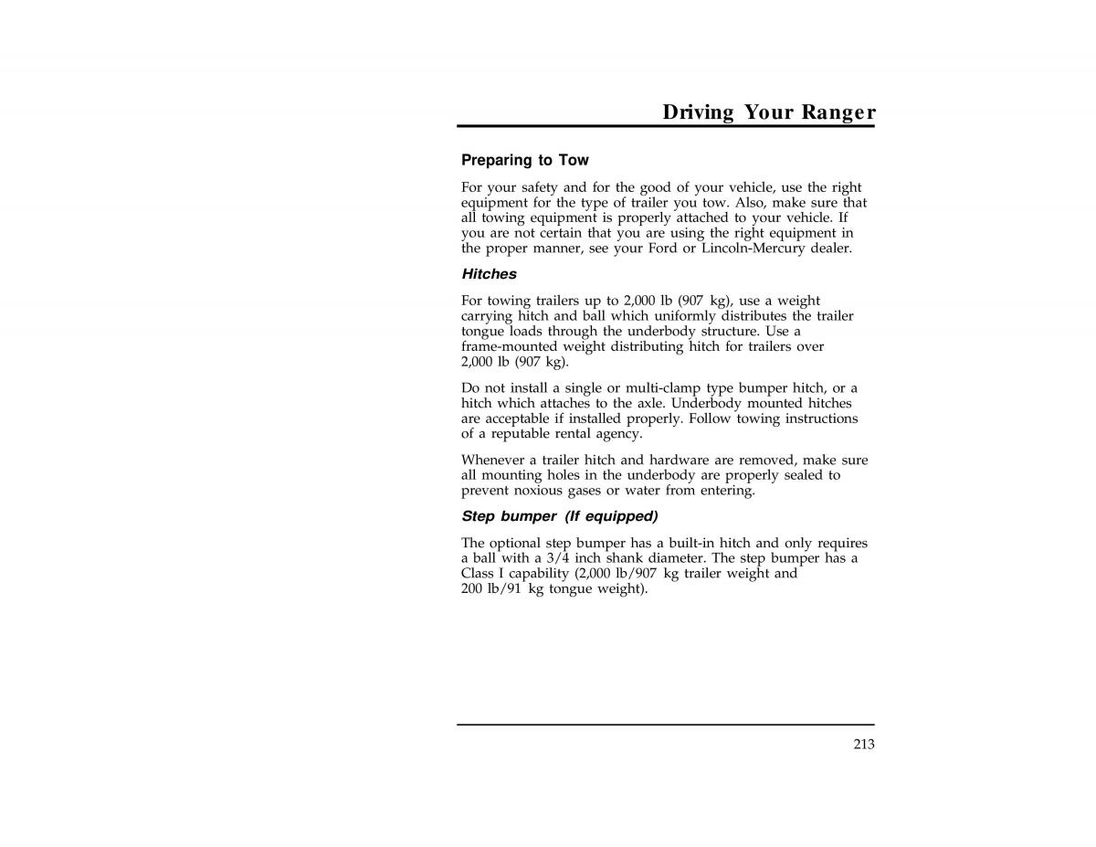 Ford Ranger owners manual / page 213