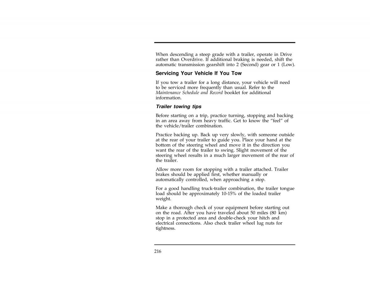 Ford Ranger owners manual / page 216