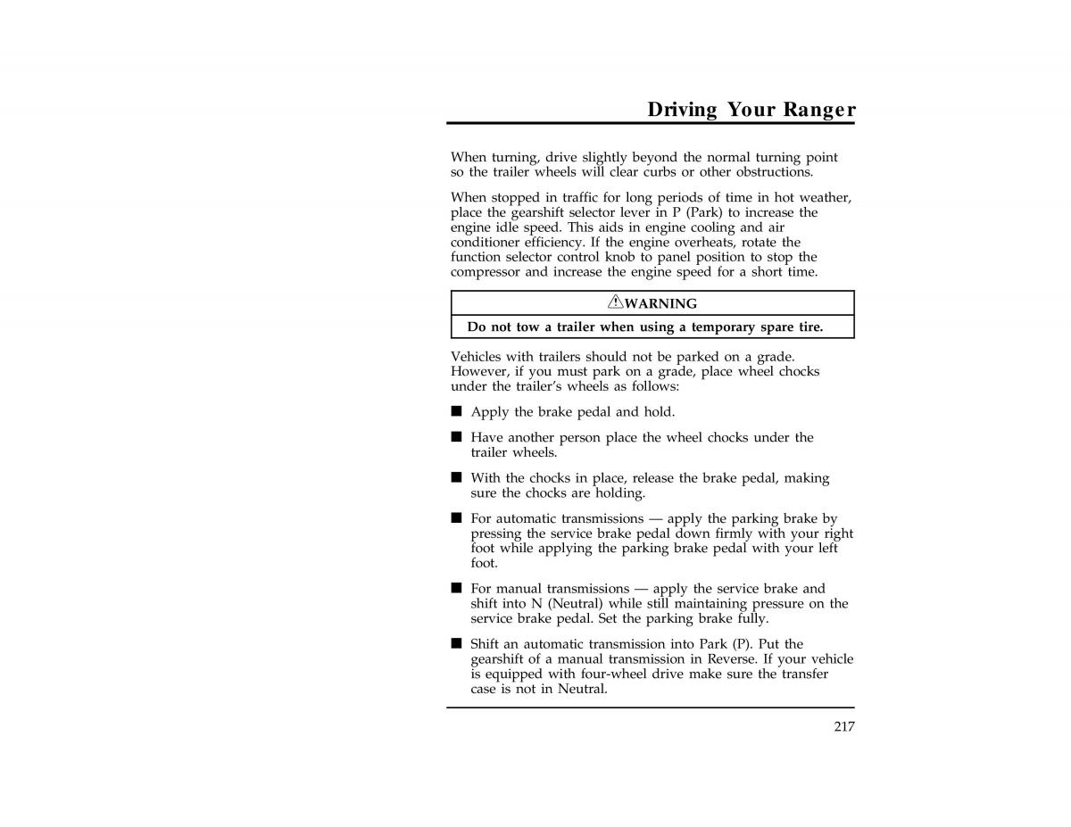 Ford Ranger owners manual / page 217