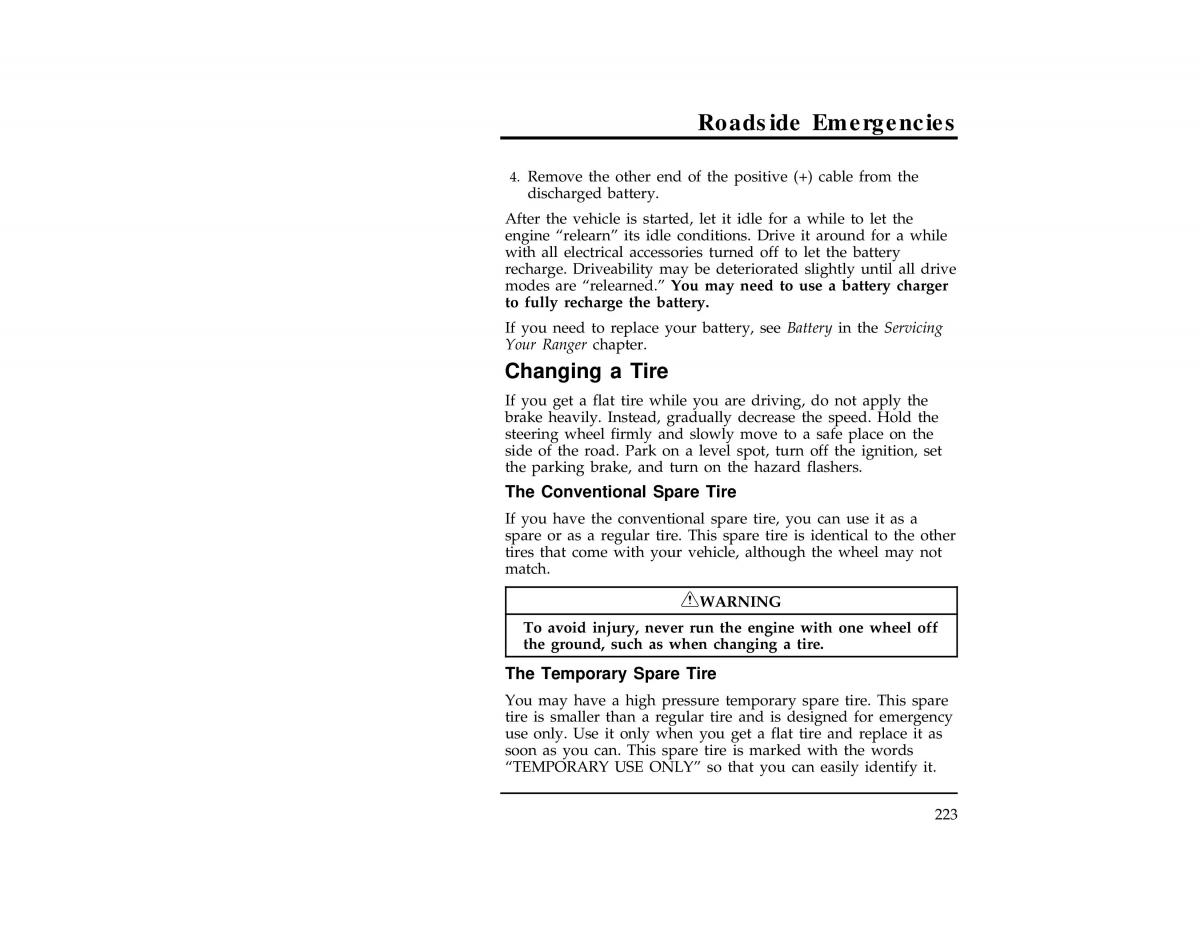 Ford Ranger owners manual / page 223