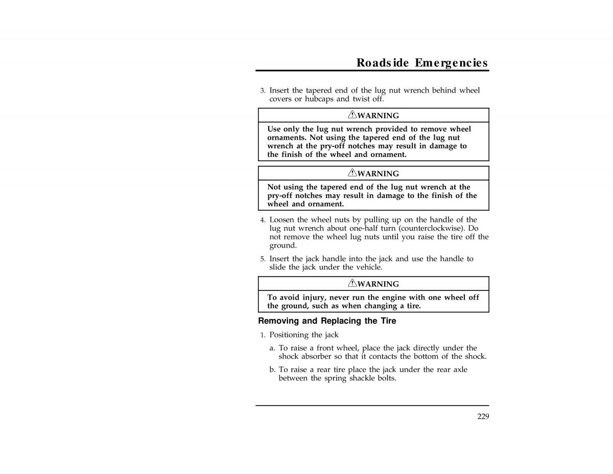 Ford Ranger owners manual / page 229