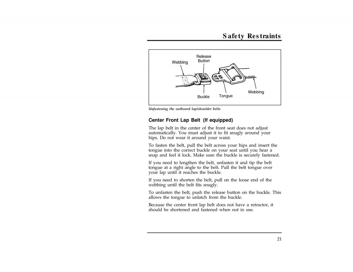 Ford Ranger owners manual / page 23