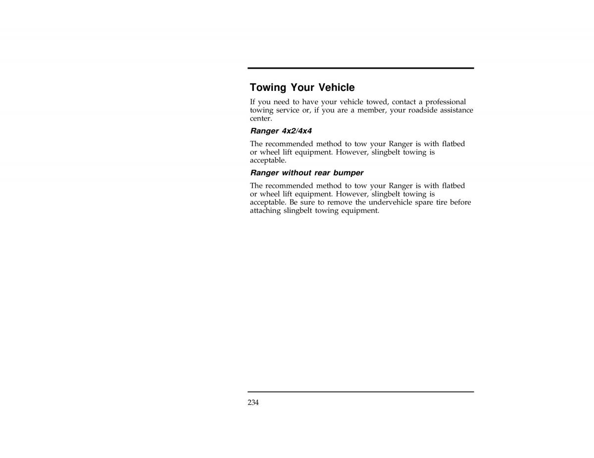 Ford Ranger owners manual / page 234