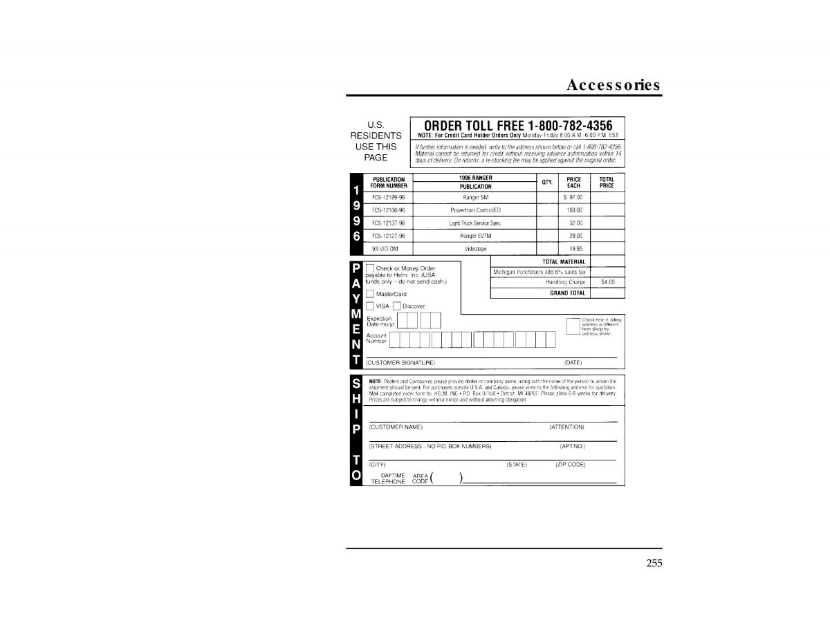 Ford Ranger owners manual / page 254