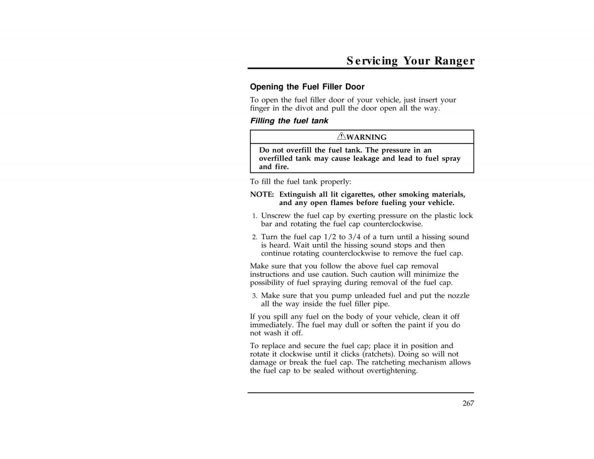 Ford Ranger owners manual / page 266