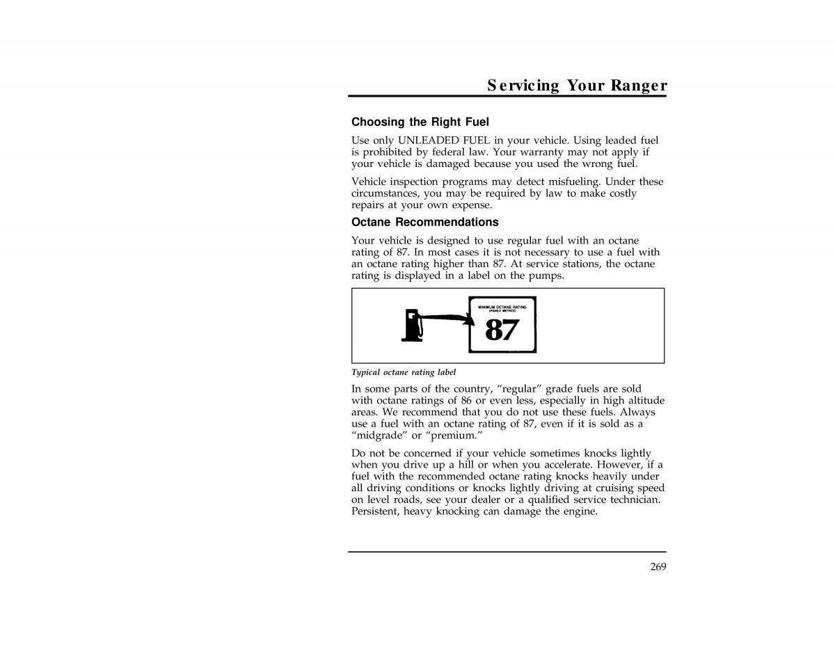 Ford Ranger owners manual / page 268