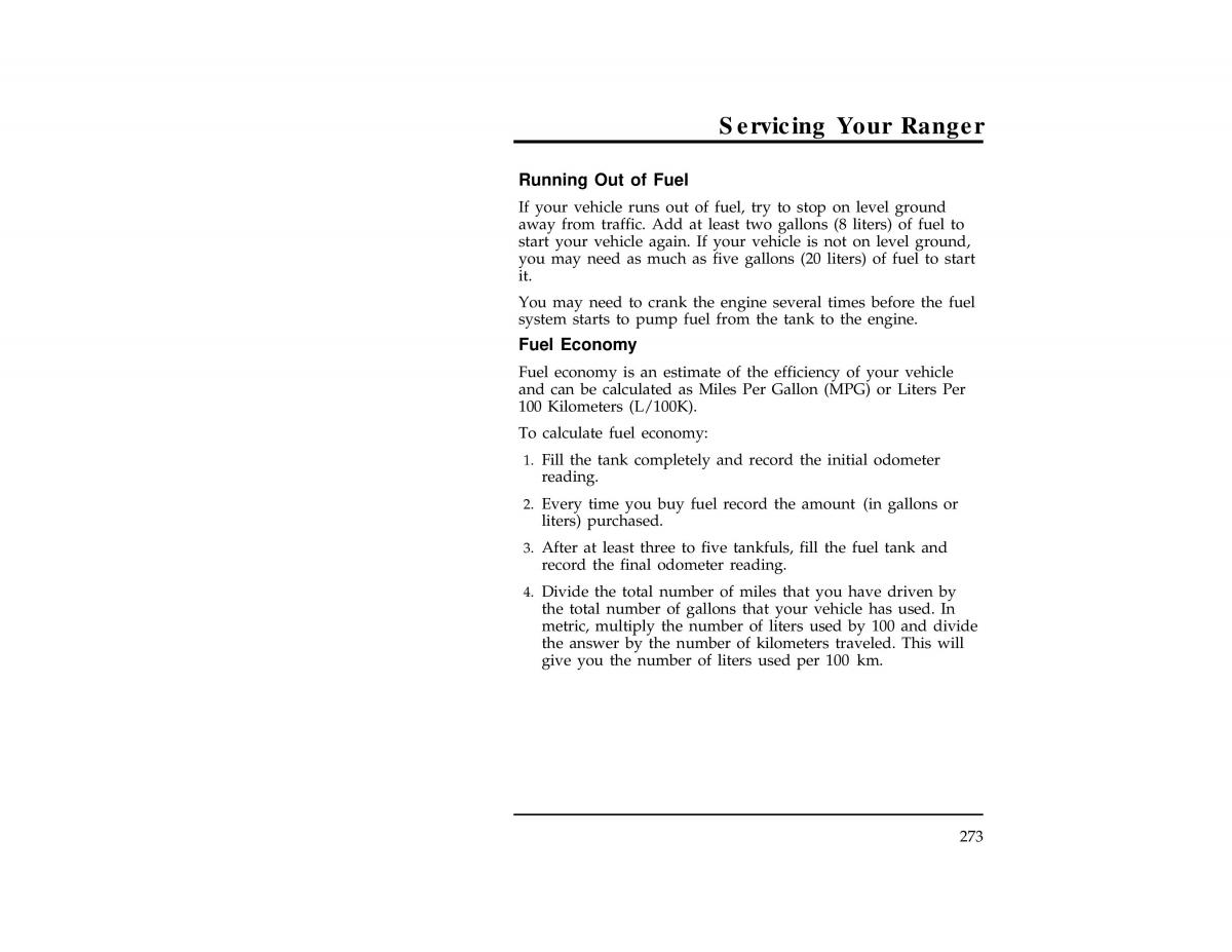 Ford Ranger owners manual / page 272