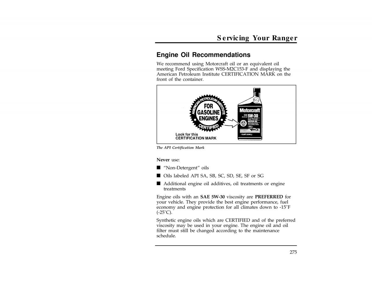 Ford Ranger owners manual / page 274