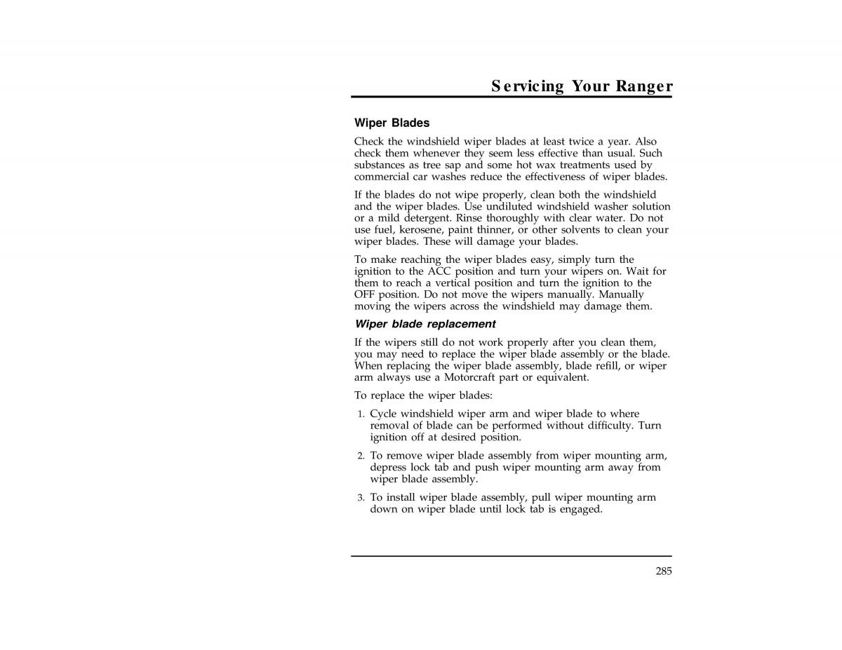 Ford Ranger owners manual / page 284