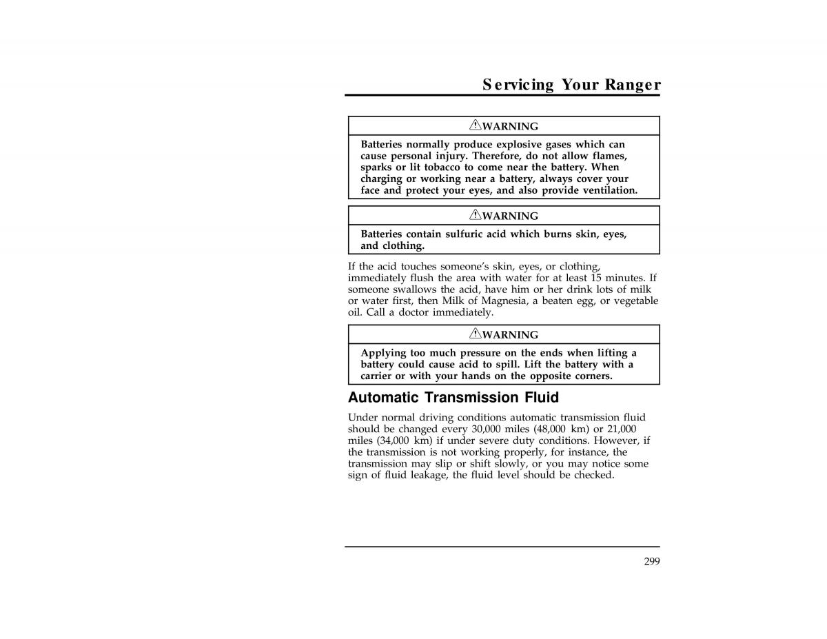 Ford Ranger owners manual / page 298