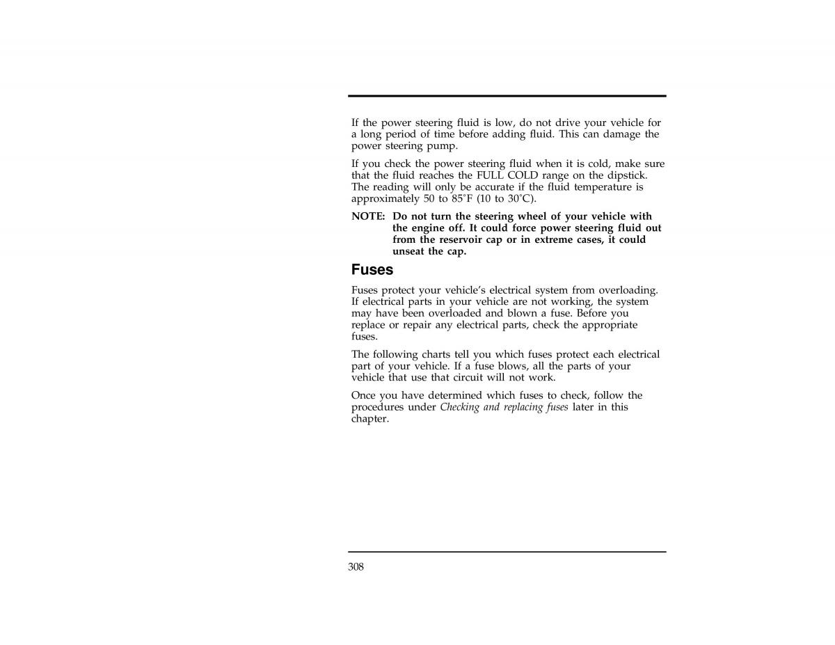 Ford Ranger owners manual / page 307