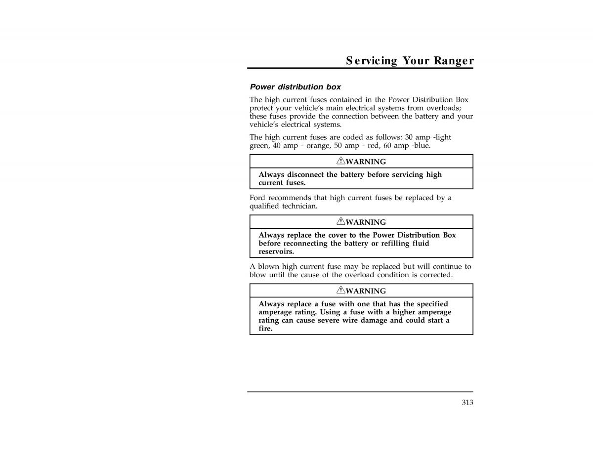 Ford Ranger owners manual / page 312